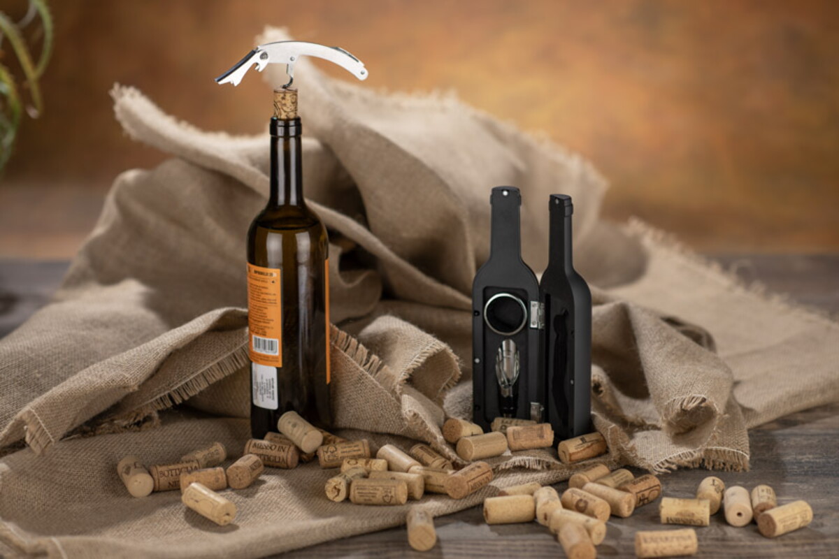 Gadżety do wina z logo – zestaw do wina sommelier – czarny 16303-02_l Zestaw do wina SOMMELIER - czarny 16303-02_l