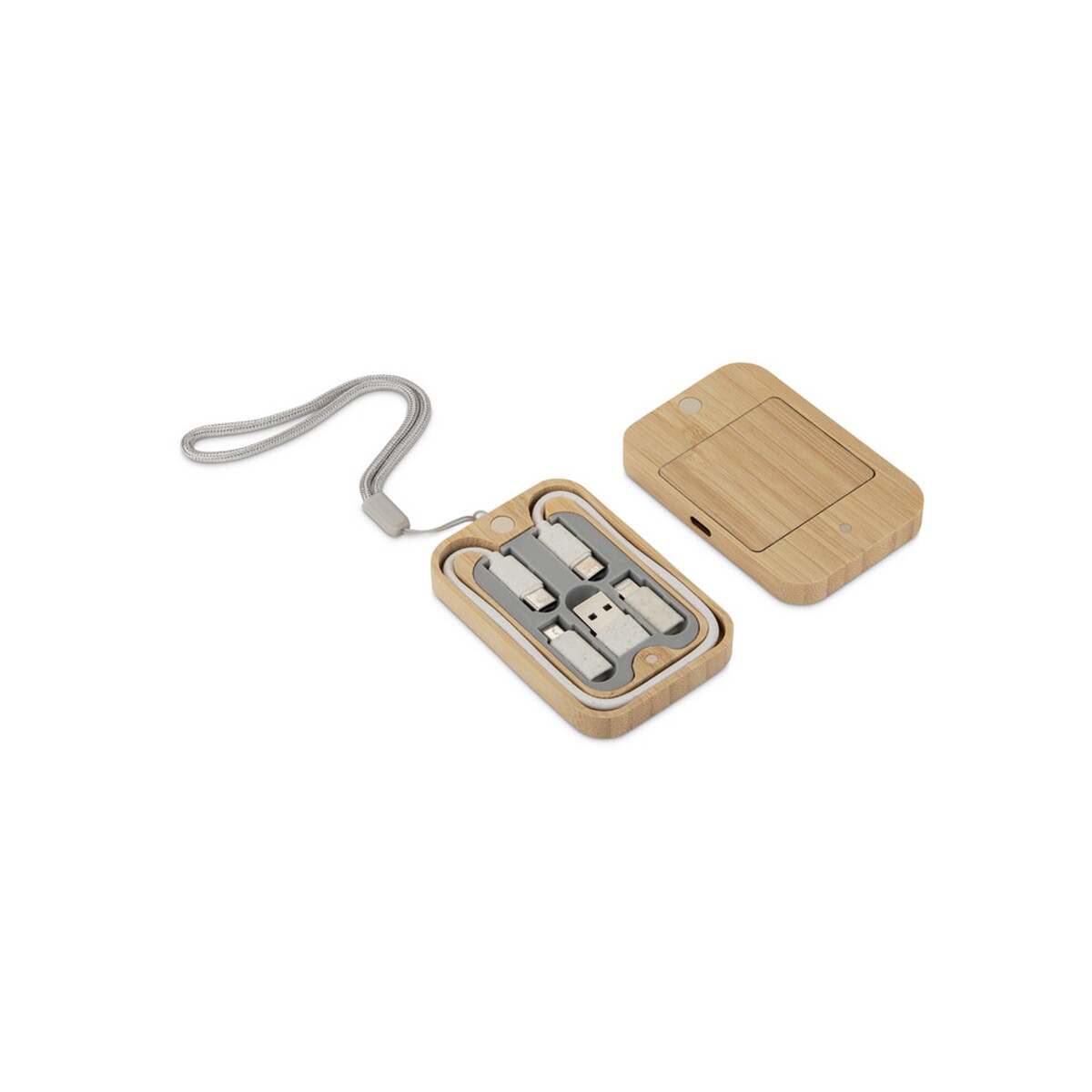 Kable USB z logo – zestaw kabli do ładowania z ładowarką indukcyjną bumo – beżowy 09185-17_d Zestaw kabli do ładowania z ładowarką indukcyjną BUMO - beżowy 09185-17_d