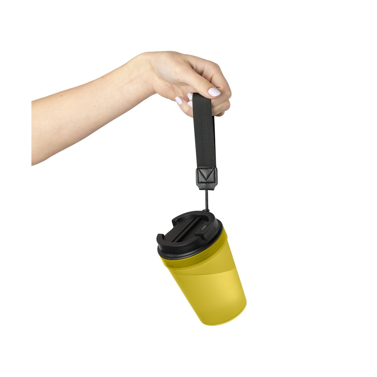 Kubki termiczne z logo – kubek podróżny 350 ml – żółty VB287-08_AAA08 Kubek podróżny 350 ml - żółty VB287-08_AAA08