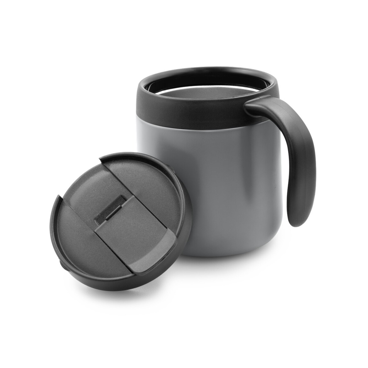 Kubki termiczne z logo – kubek termiczny 400 ml z rączką | wyatt – szary V4838-19_AAA02 Kubek termiczny 400 ml z rączką | Wyatt - szary V4838-19_AAA02