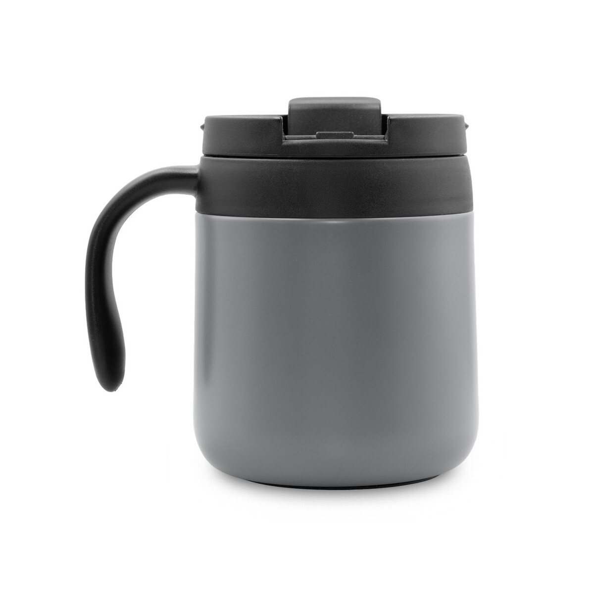Kubki termiczne z logo – kubek termiczny 400 ml z rączką | wyatt – szary V4838-19_IBK01 Kubek termiczny 400 ml z rączką | Wyatt - szary V4838-19_IBK01