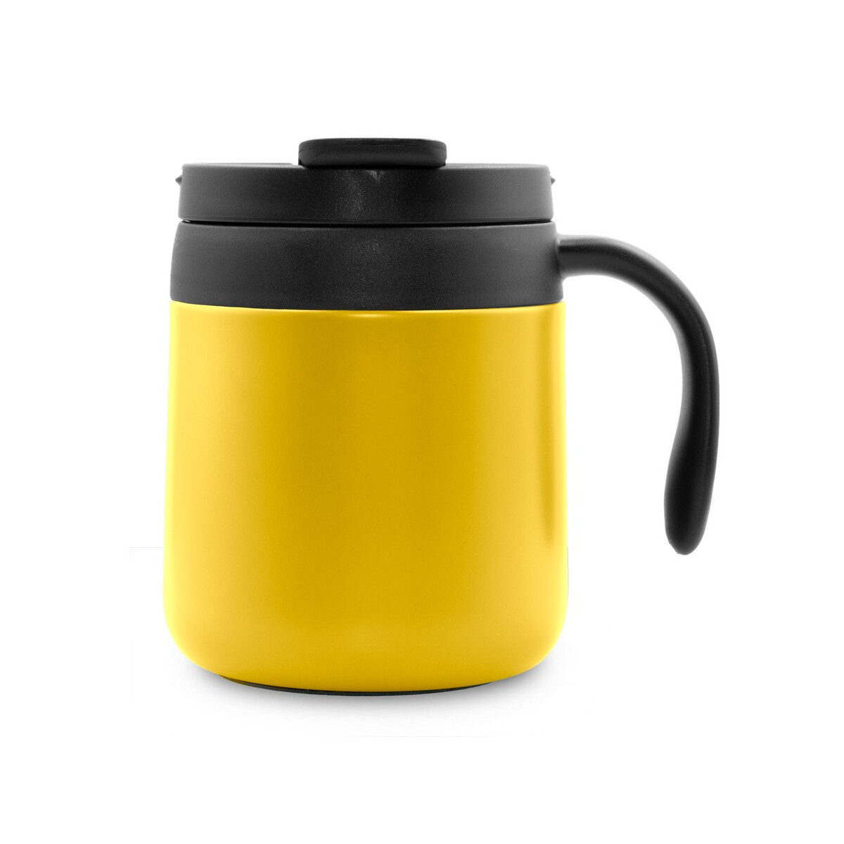 Kubki termiczne z logo – kubek termiczny 400 ml z rączką | wyatt – żółty V4838-08_AAB01 Kubek termiczny 400 ml z rączką | Wyatt - żółty V4838-08_AAB01
