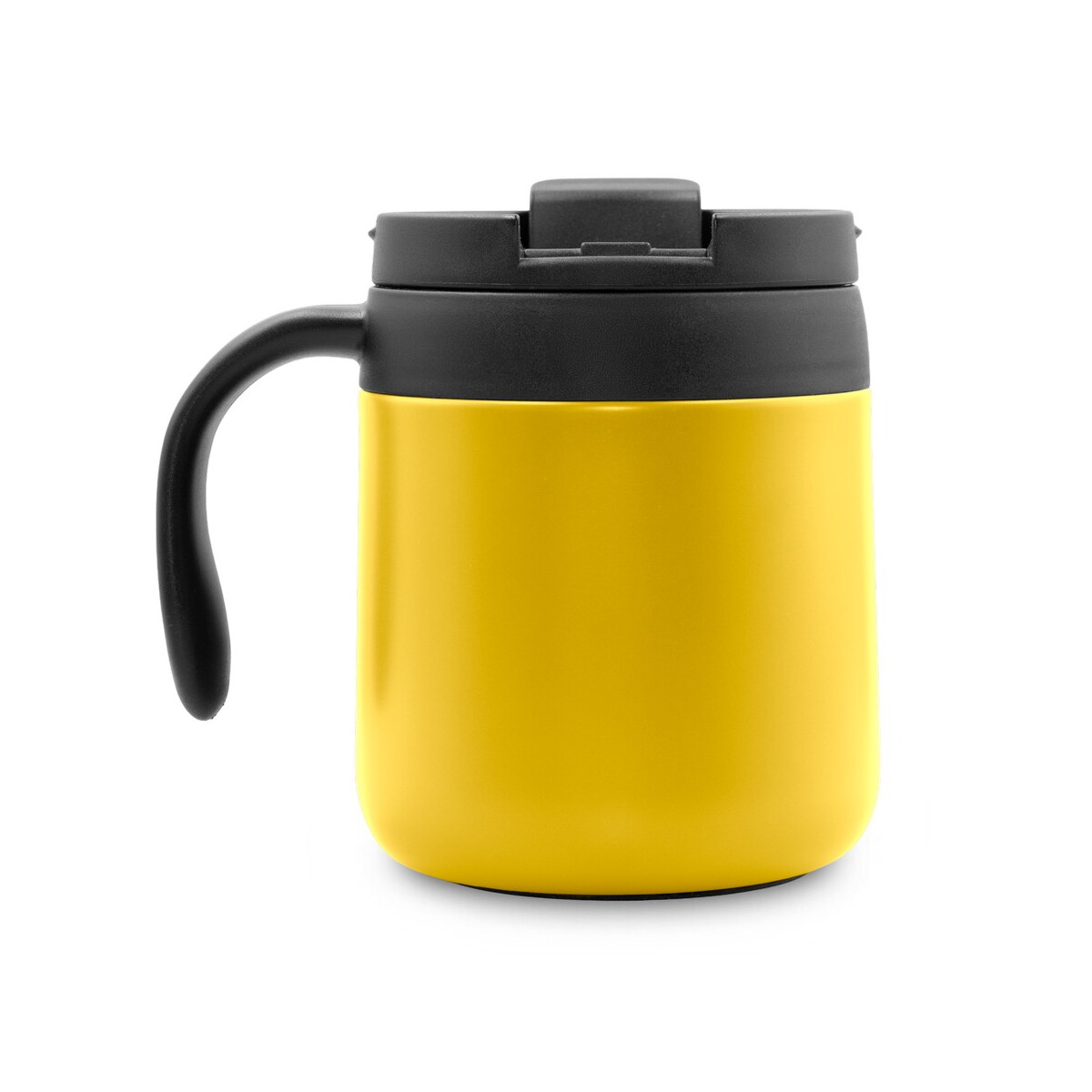 Kubki termiczne z logo – kubek termiczny 400 ml z rączką | wyatt – żółty V4838-08_IBK01 Kubek termiczny 400 ml z rączką | Wyatt - żółty V4838-08_IBK01