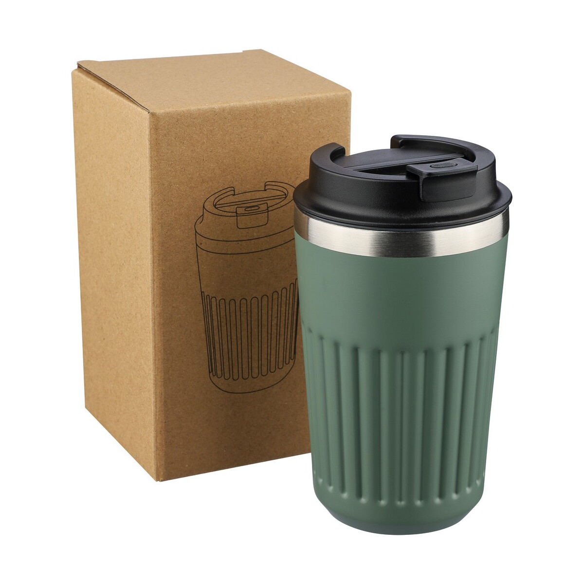 Kubki termiczne z logo – kubek termiczny 400 ml – zielony VB184-06_AAA03 Kubek termiczny 400 ml - zielony VB184-06_AAA03