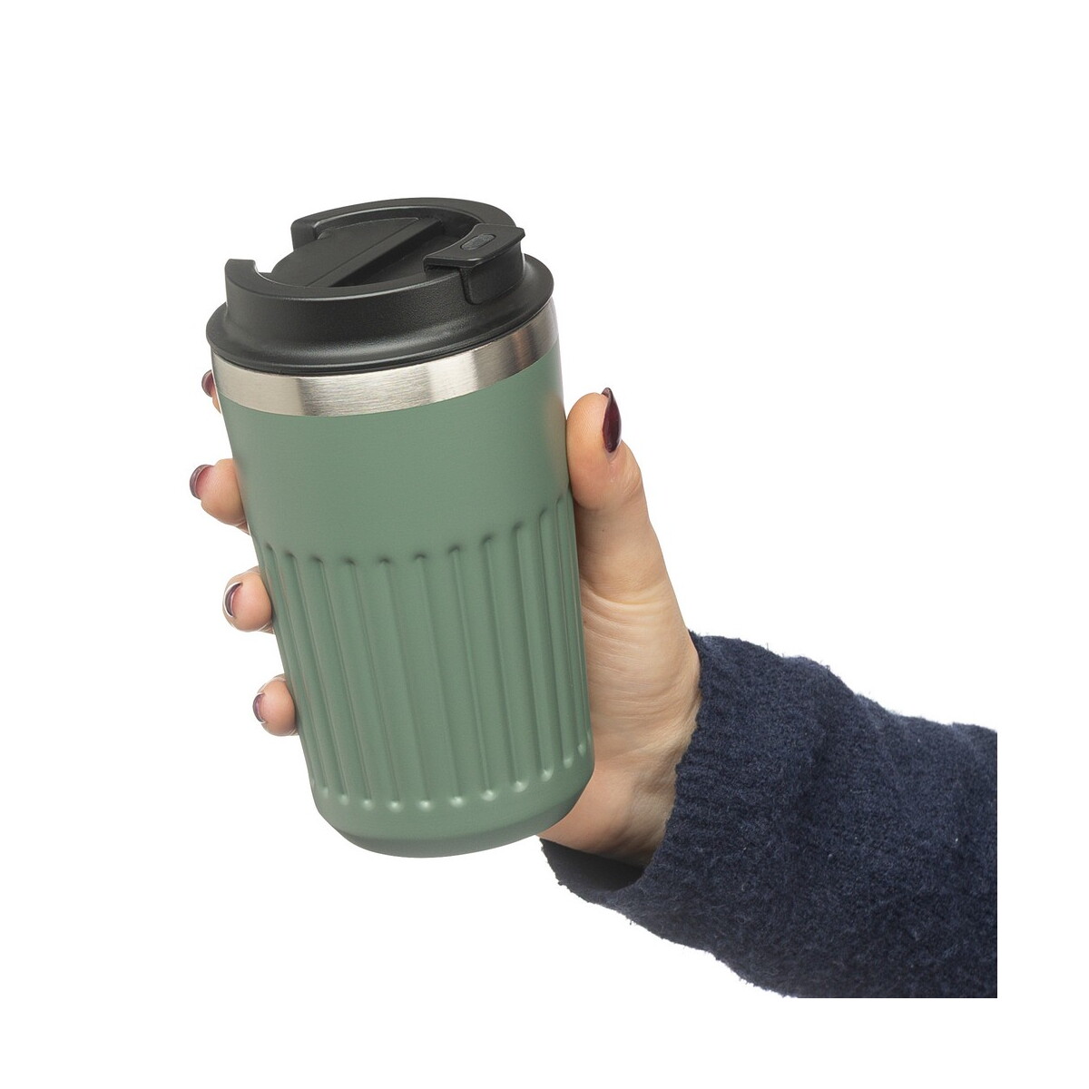 Kubki termiczne z logo – kubek termiczny 400 ml – zielony VB184-06_AAA07 Kubek termiczny 400 ml - zielony VB184-06_AAA07