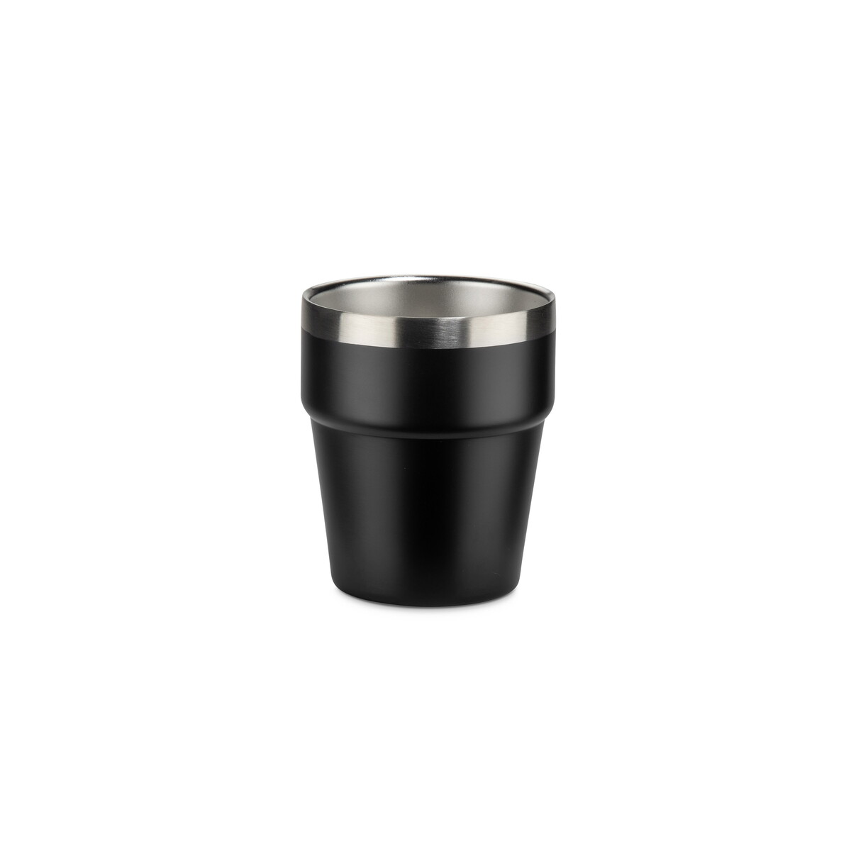 Kubki z logo – kubek z recyklingowanej stali nierdzewnej makel 300 ml – czarny 16404-02 Kubek z recyklingowanej stali nierdzewnej MAKEL 300 ml - czarny 16404-02