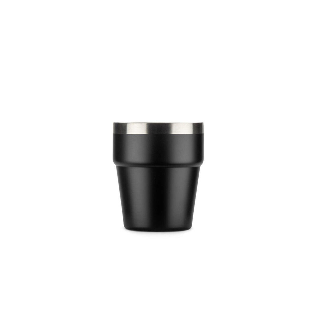 Kubki z logo – kubek z recyklingowanej stali nierdzewnej makel 300 ml – czarny 16404-02_ep Kubek z recyklingowanej stali nierdzewnej MAKEL 300 ml - czarny 16404-02_ep