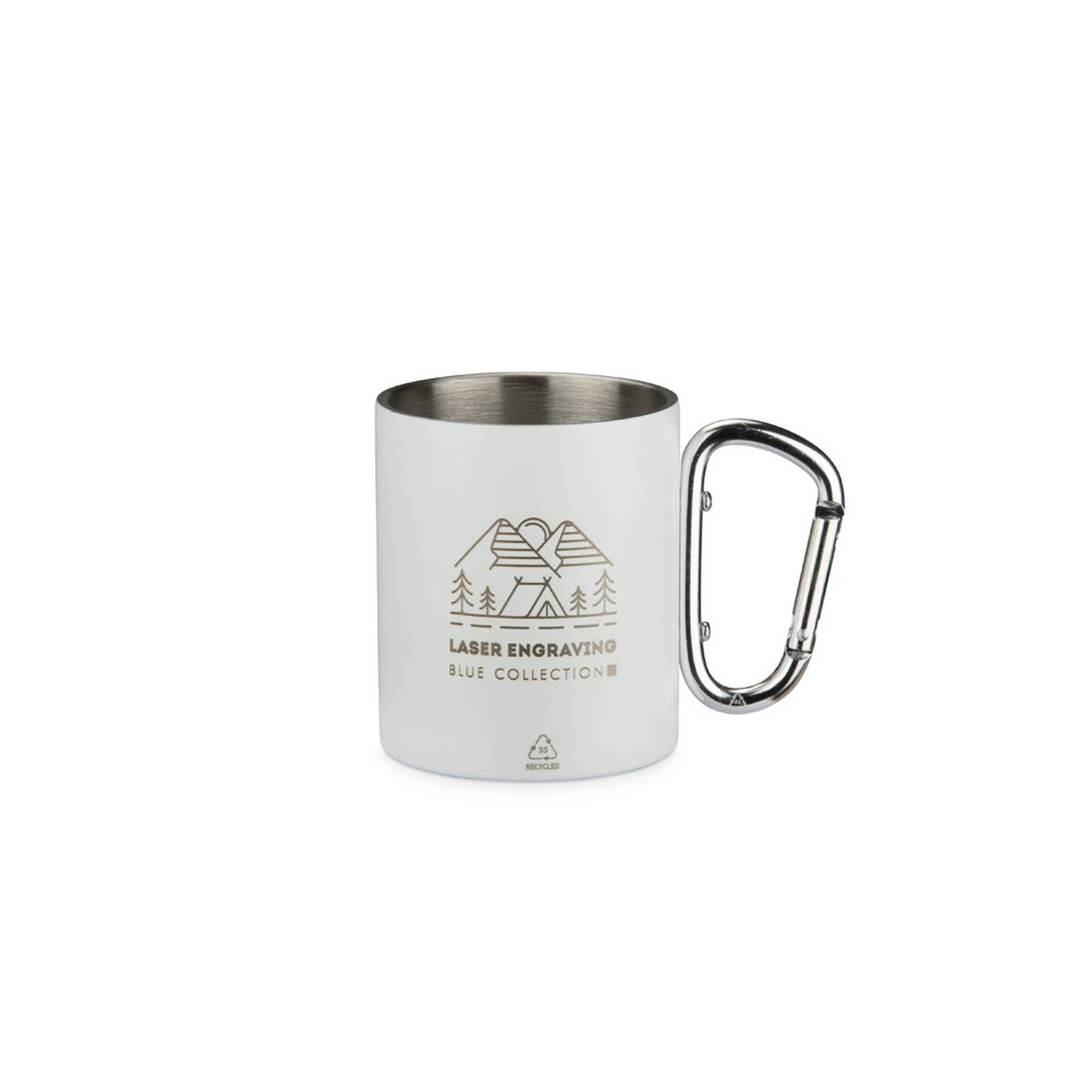 Kubki z logo – kubek z recyklingowanej stali nierdzewnej vivo 250 ml – białe 16405-01_zg Kubek z recyklingowanej stali nierdzewnej VIVO 250 ml - białe 16405-01_zg