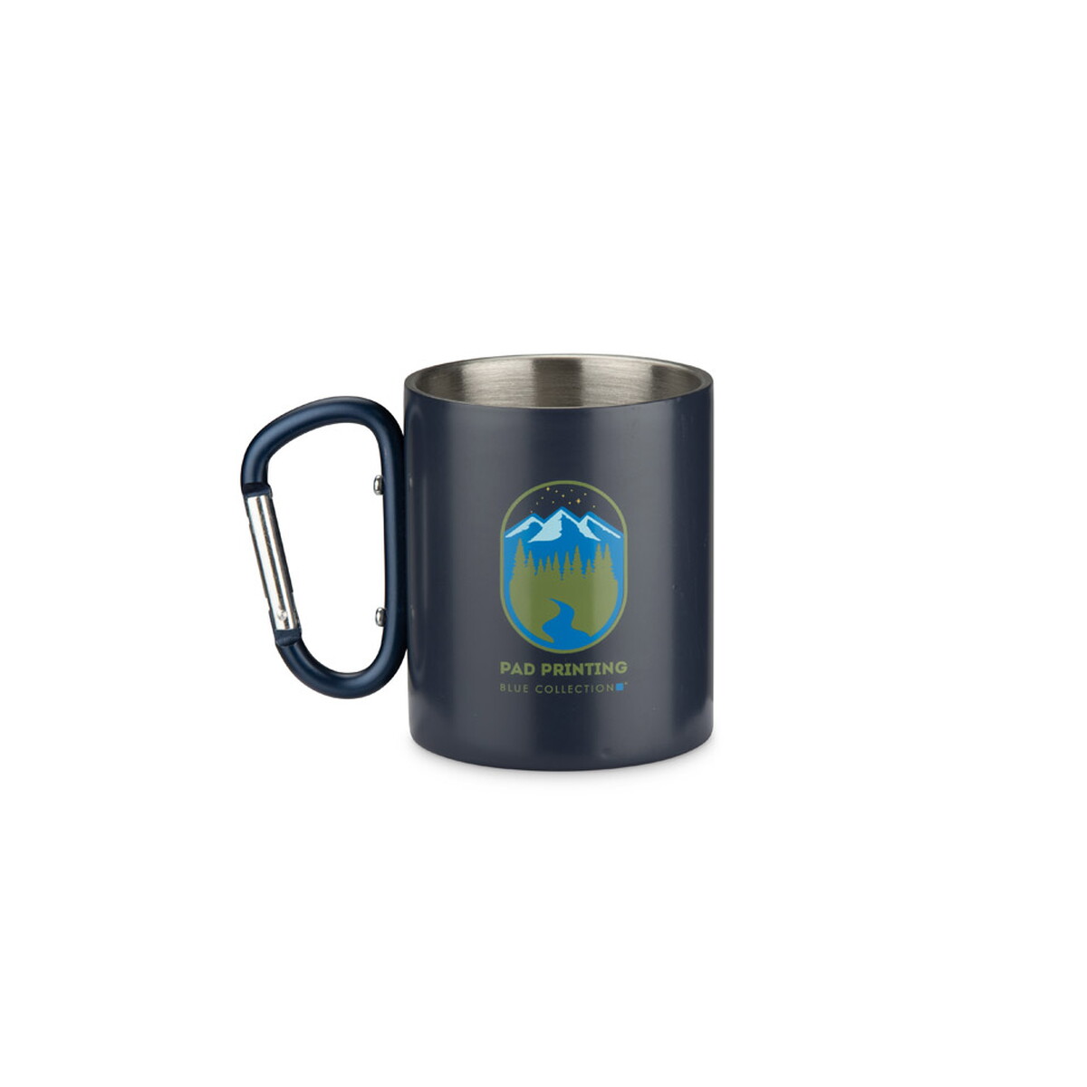 Kubki z logo – kubek z recyklingowanej stali nierdzewnej vivo 250 ml – granatowy 16405-06_zn Kubek z recyklingowanej stali nierdzewnej VIVO 250 ml - granatowy 16405-06_zn