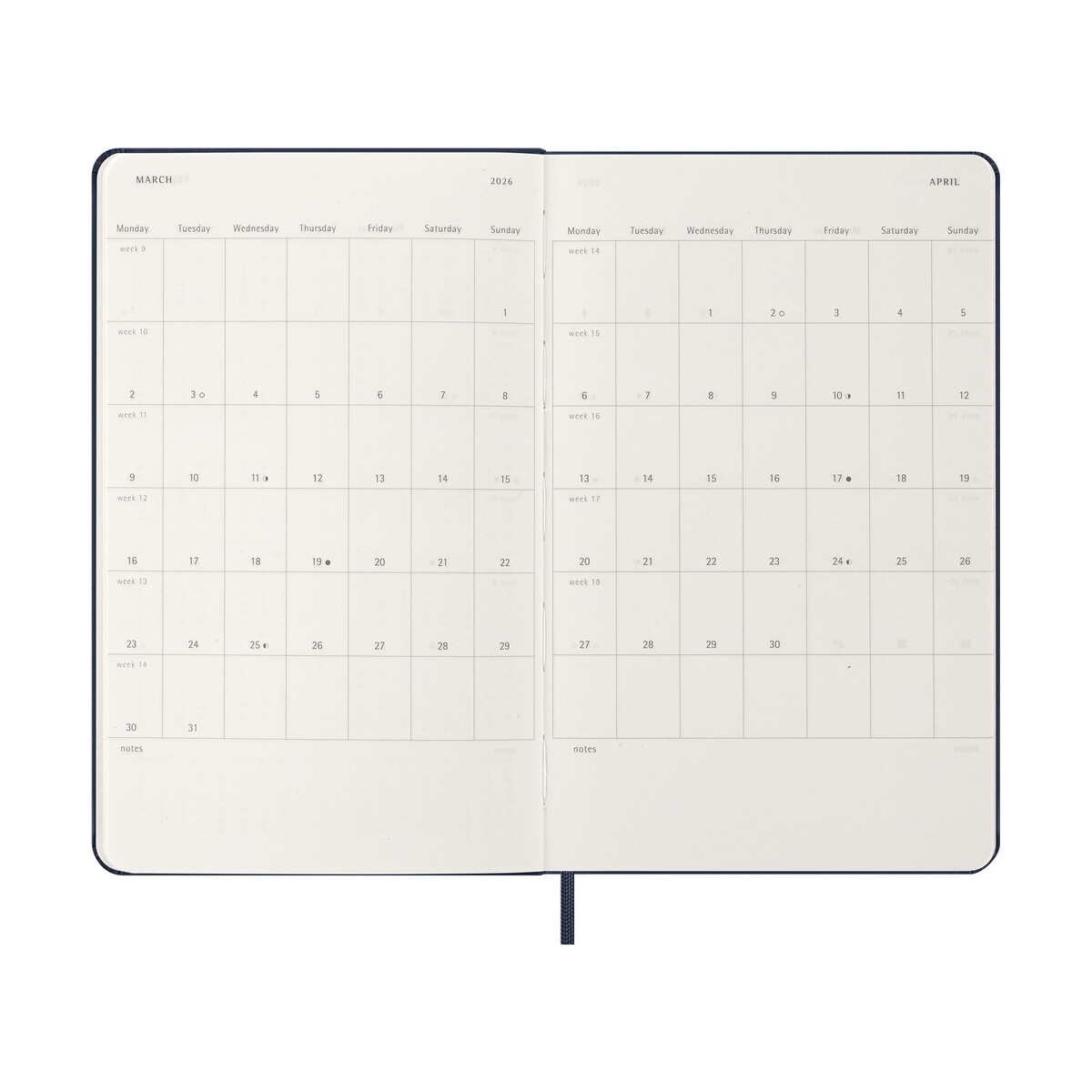 Notatniki z logo – kalendarz moleskine – ciemnoniebieski VM399.2027-27_INS03 Kalendarz MOLESKINE - ciemnoniebieski VM399.2027-27_INS03