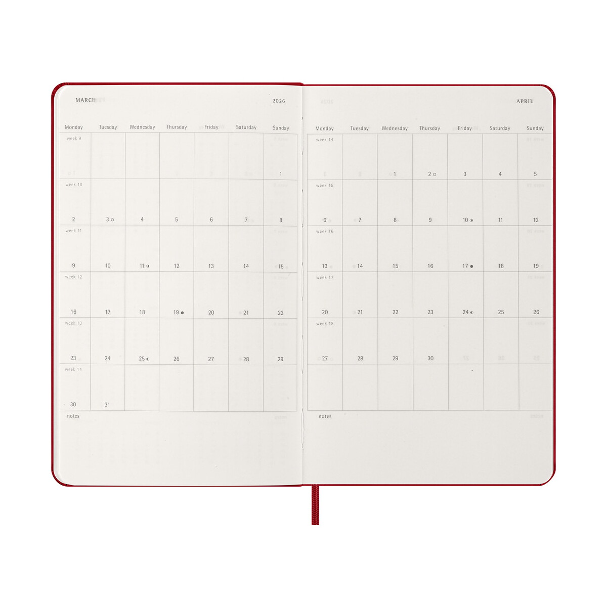 Notatniki z logo – kalendarz moleskine – czerwony VM399.2027-05_INS03 Kalendarz MOLESKINE - czerwony VM399.2027-05_INS03