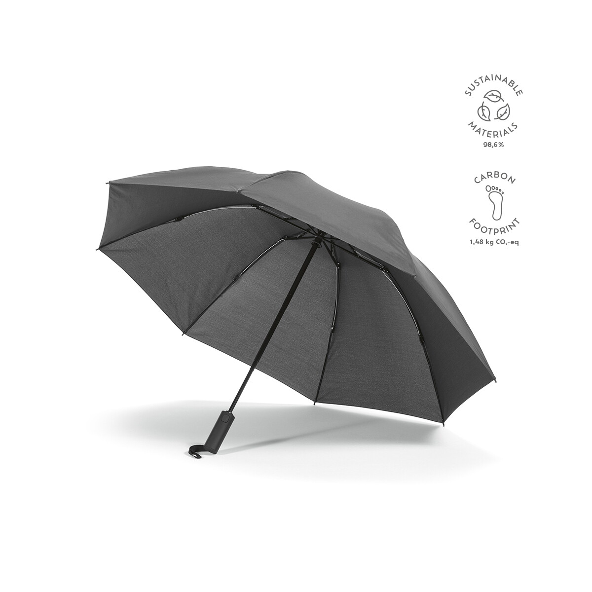 Parasole klasyczne z logo – skladany parasol presley 23″ rpet – ciemnoszary AUM002_133-kpi Skladany parasol Presley 23