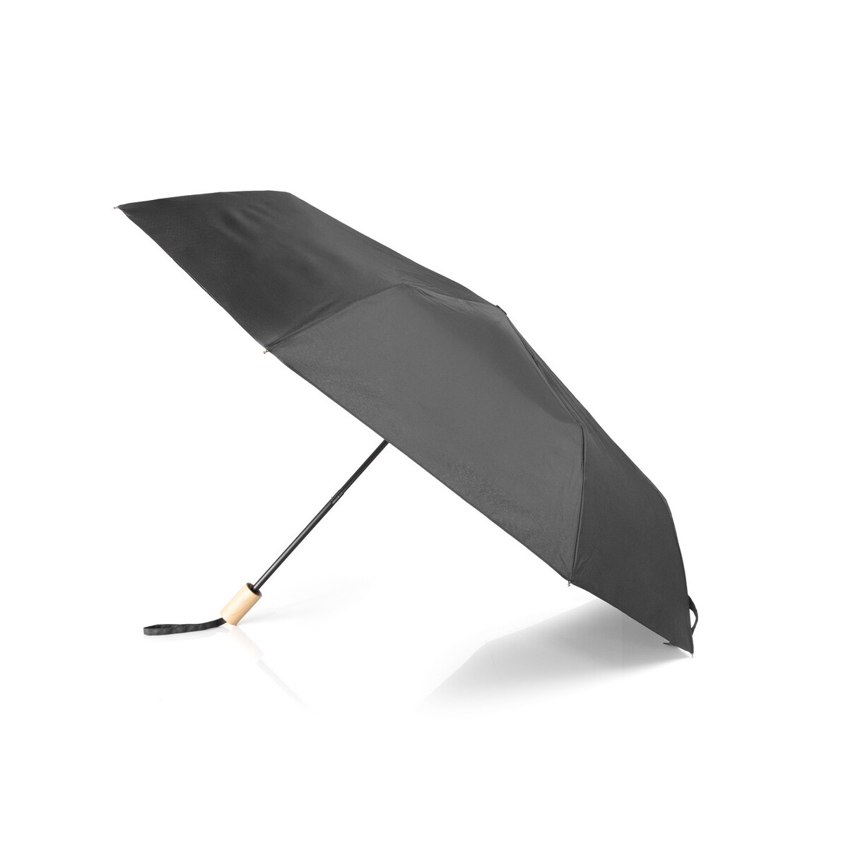 Parasole klasyczne z logo – wiatroodporny parasol manualny rpet, składany | uksan – czarny VA067-03_AAB03 Wiatroodporny parasol manualny RPET, składany | Uksan - czarny VA067-03_AAB03