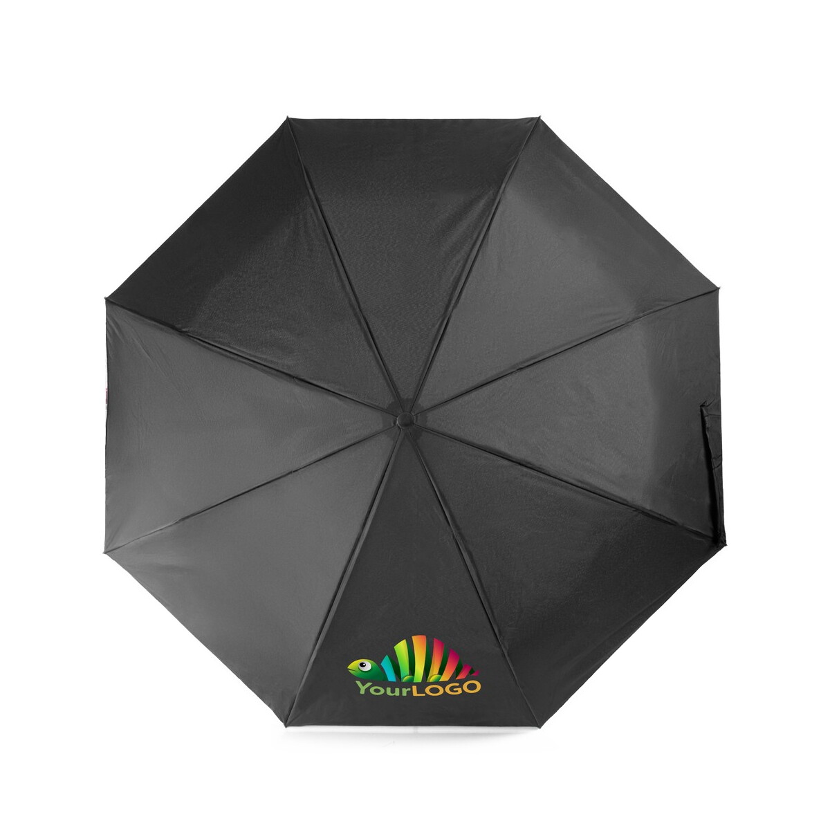 Parasole klasyczne z logo – wiatroodporny parasol manualny rpet, składany | uksan – czarny VA067-03_ILG01 Wiatroodporny parasol manualny RPET, składany | Uksan - czarny VA067-03_ILG01