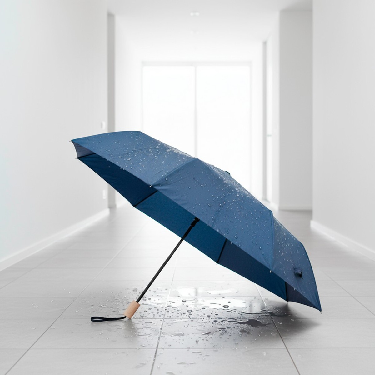 Parasole klasyczne z logo – wiatroodporny parasol manualny rpet, składany | uksan – granatowy VA067-04_ATM01 Wiatroodporny parasol manualny RPET, składany | Uksan - granatowy VA067-04_ATM01