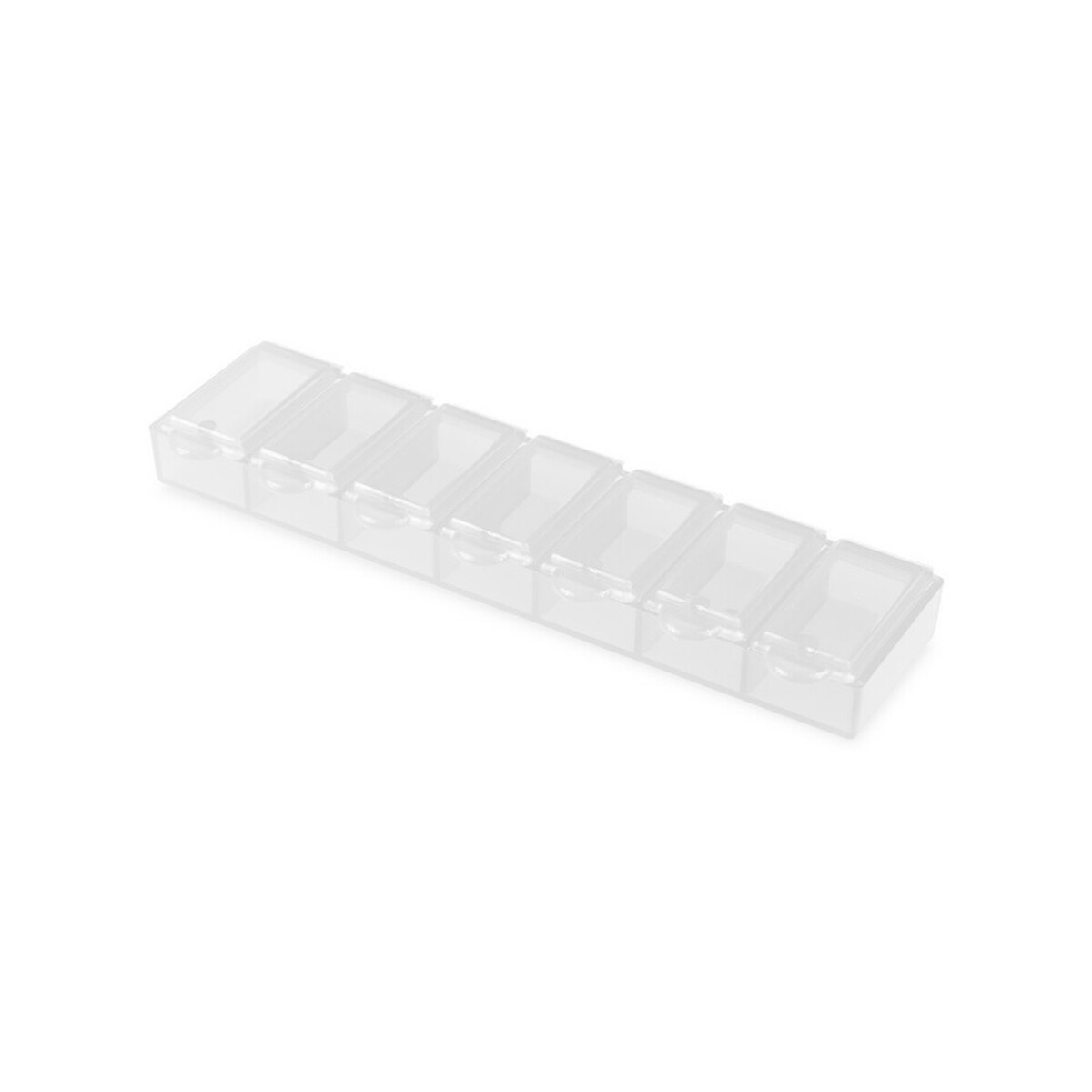 Pojemniki na tabletki z logo – pojemnik na tabletki z 7 przegrodami – biały V9597.0-02_AAA01 Pojemnik na tabletki z 7 przegrodami - biały V9597.0-02_AAA01