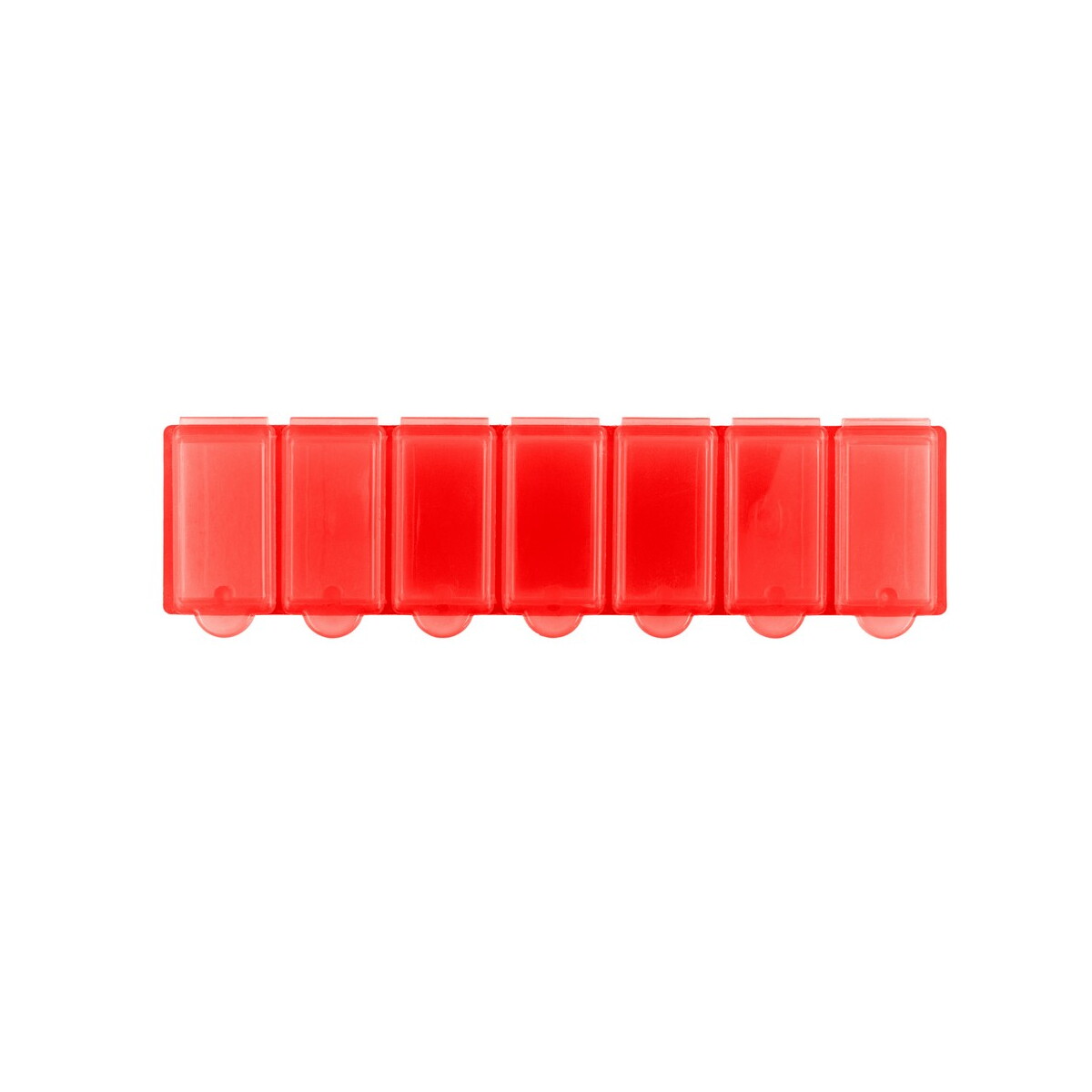 Pojemniki na tabletki z logo – pojemnik na tabletki z 7 przegrodami – czerwony V9597.0-05_ITP01 Pojemnik na tabletki z 7 przegrodami - czerwony V9597.0-05_ITP01