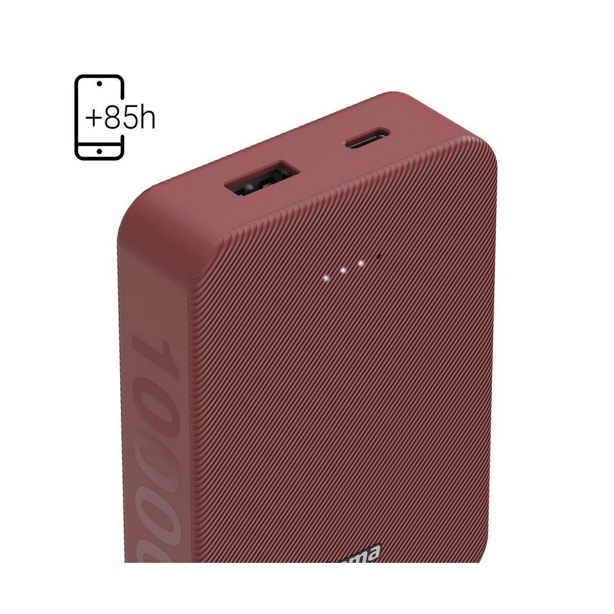 Powerbanki z logo – power bank 10000 mah hama power pack – czerwony VH023-05_IDE03 Power bank 10000 mAh Hama Power Pack - czerwony VH023-05_IDE03