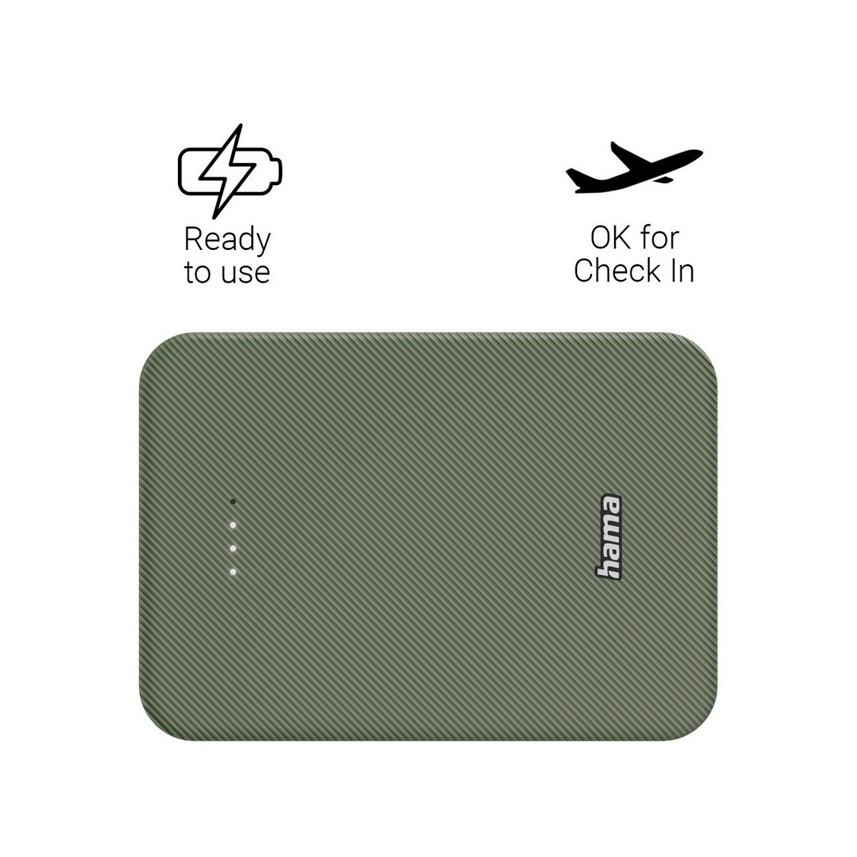 Powerbanki z logo – power bank 10000 mah hama power pack – zielony VH023-06_AAB02 Power bank 10000 mAh Hama Power Pack - zielony VH023-06_AAB02