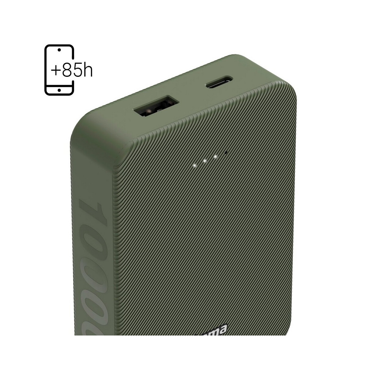Powerbanki z logo – power bank 10000 mah hama power pack – zielony VH023-06_IDE03 Power bank 10000 mAh Hama Power Pack - zielony VH023-06_IDE03