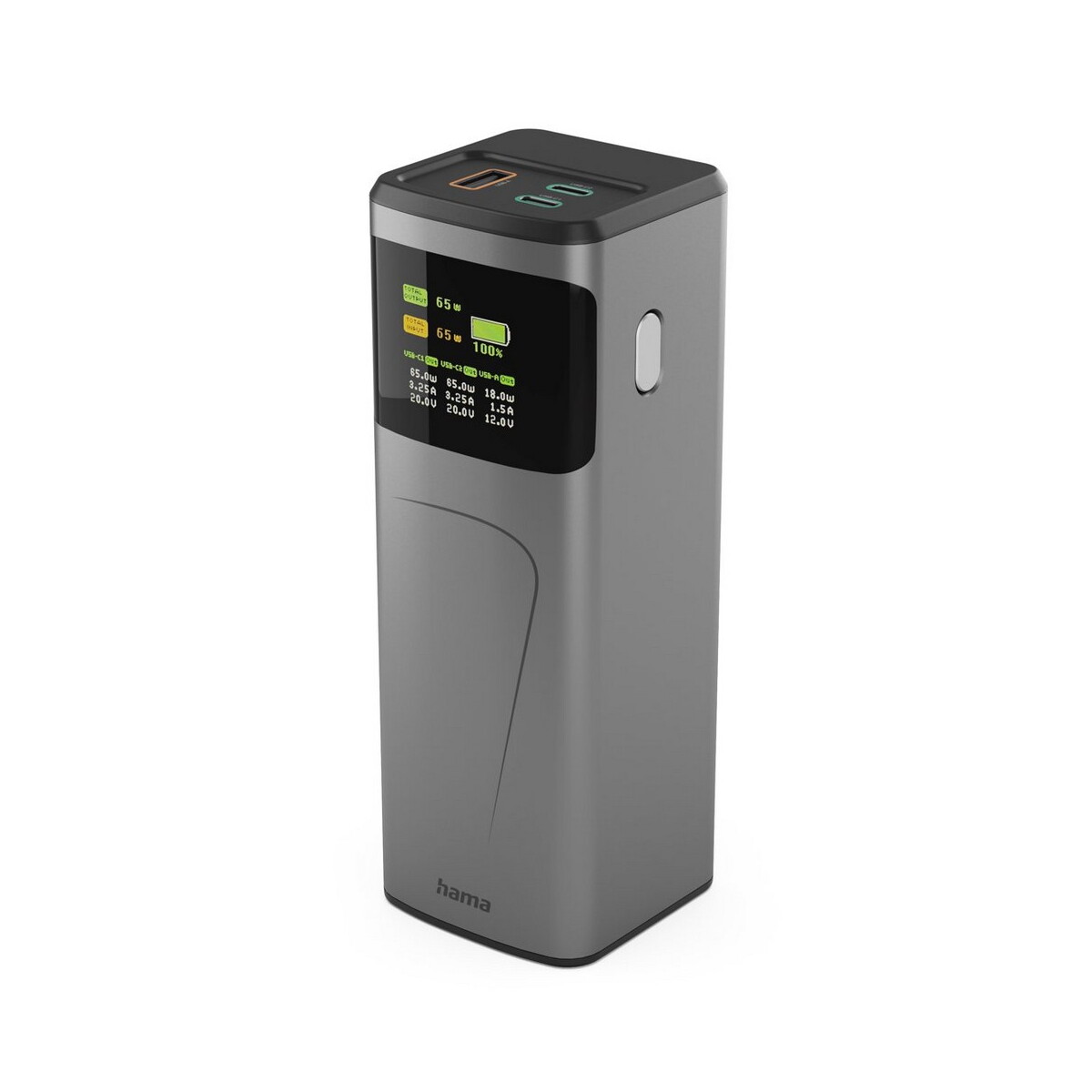 Powerbanki z logo – power bank 20000 mah hama high power 65w – grafitowy VH028-15_AAA01 Power bank 20000 mAh Hama High Power 65W - grafitowy VH028-15_AAA01