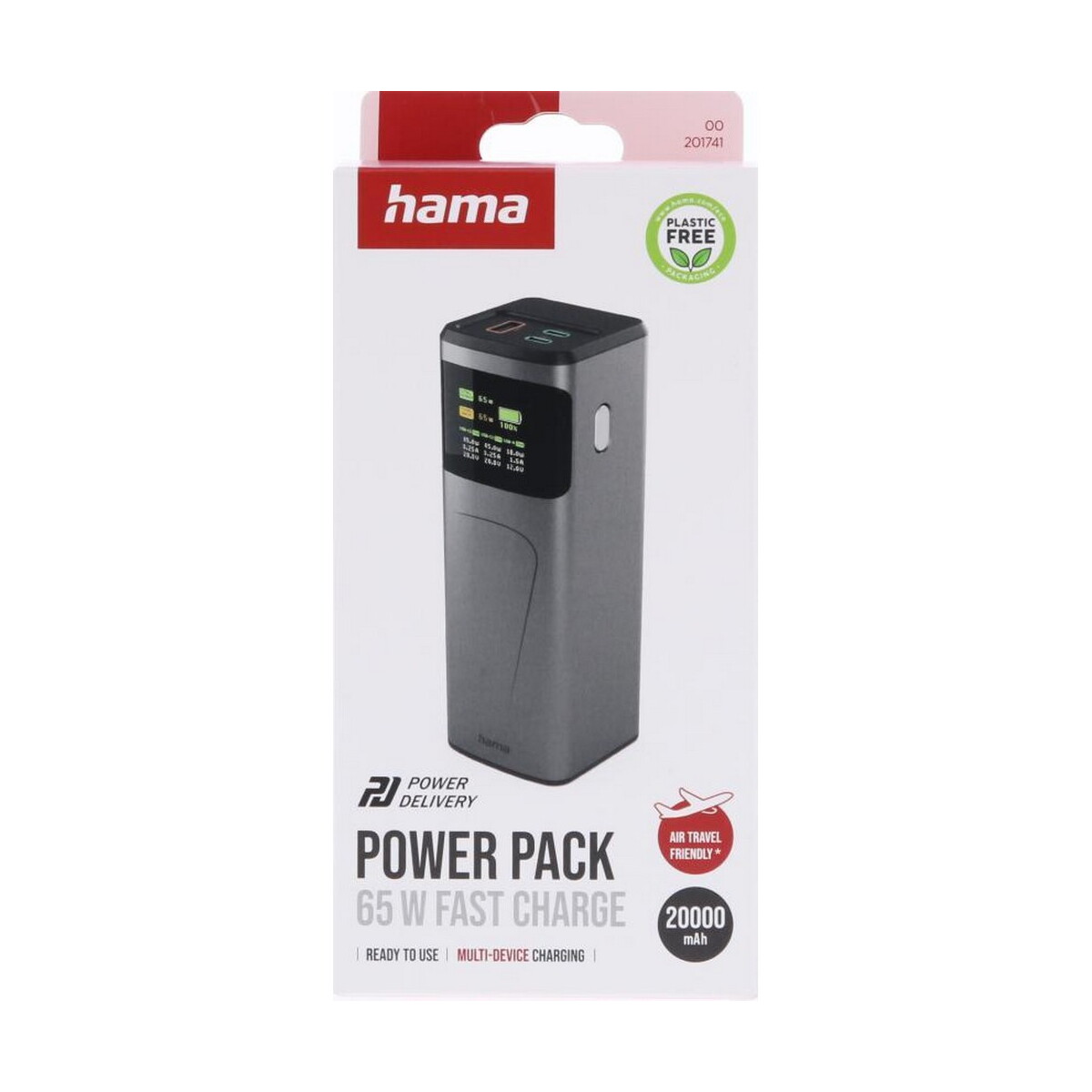 Powerbanki z logo – power bank 20000 mah hama high power 65w – grafitowy VH028-15_PFT01 Power bank 20000 mAh Hama High Power 65W - grafitowy VH028-15_PFT01