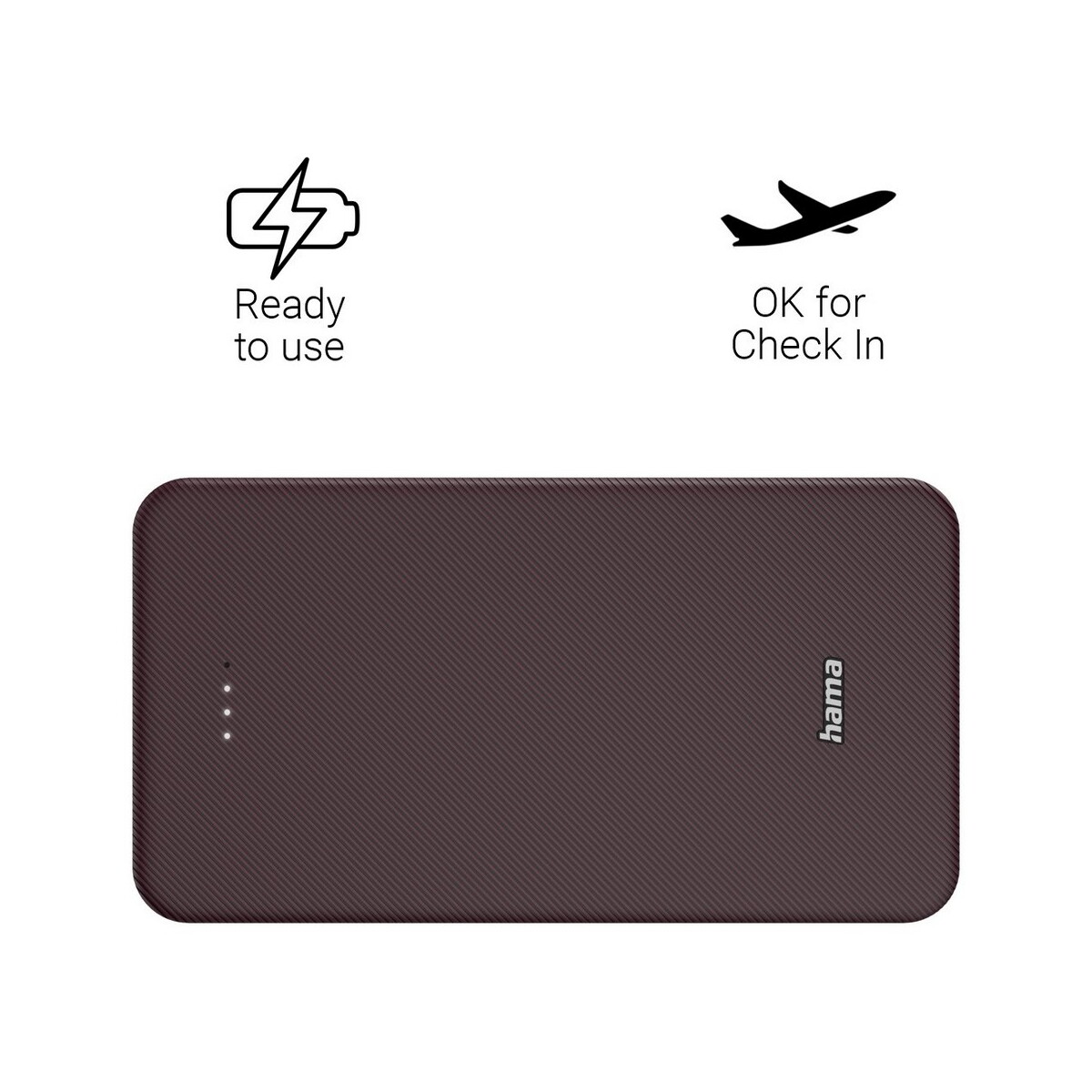 Powerbanki z logo – power bank 20000 mah hama power pack – burgundowy VH024-12_AAB02 Power bank 20000 mAh Hama Power Pack - burgundowy VH024-12_AAB02
