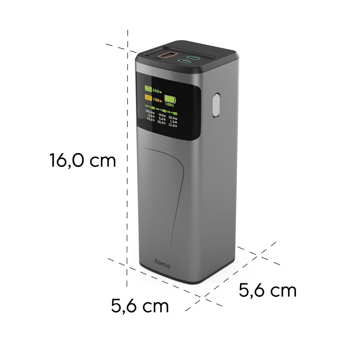 Powerbanki z logo – power bank 24000 mah hama high power 200w – grafitowy VH030-15_AAA02 Power bank 24000 mAh Hama High Power 200W - grafitowy VH030-15_AAA02