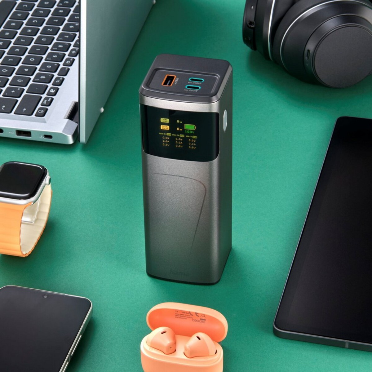 Powerbanki z logo – power bank 24000 mah hama high power 200w – grafitowy VH030-15_ATM07 Power bank 24000 mAh Hama High Power 200W - grafitowy VH030-15_ATM07
