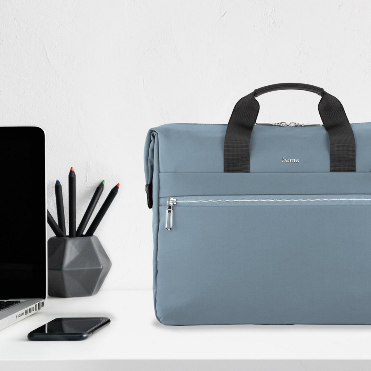 Torby na laptopa z logo – torba na laptopa 15,6″-16,2″ hama ultimate – niebieska VH048-11_ATM04 Torba na laptopa 15,6