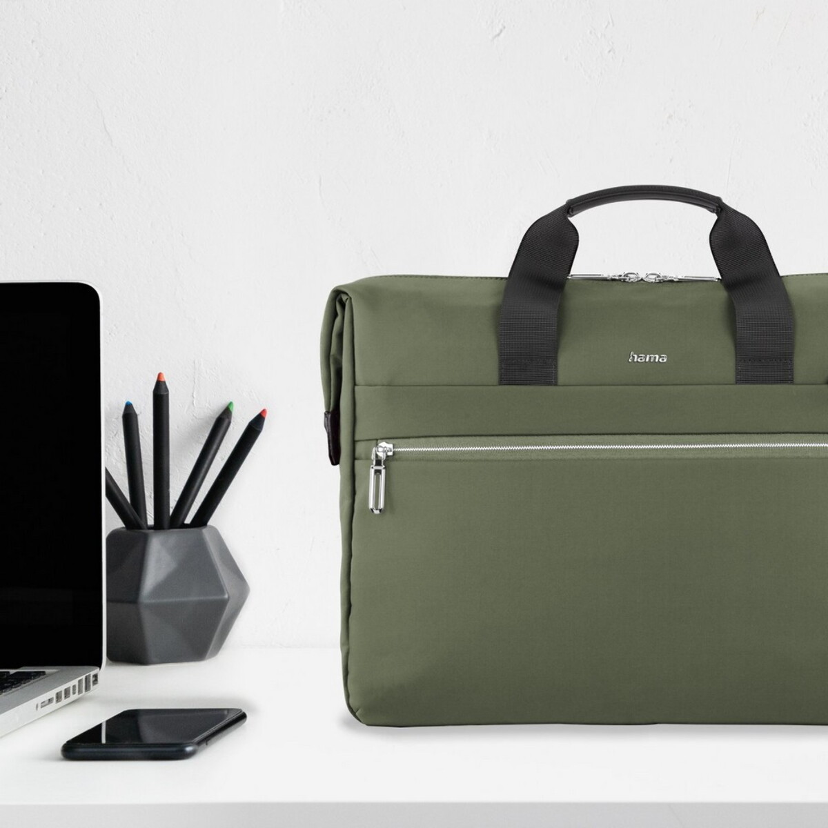 Torby na laptopa z logo – torba na laptopa 15,6″-16,2″ hama ultimate – zielona VH048-06_ATM04 Torba na laptopa 15,6