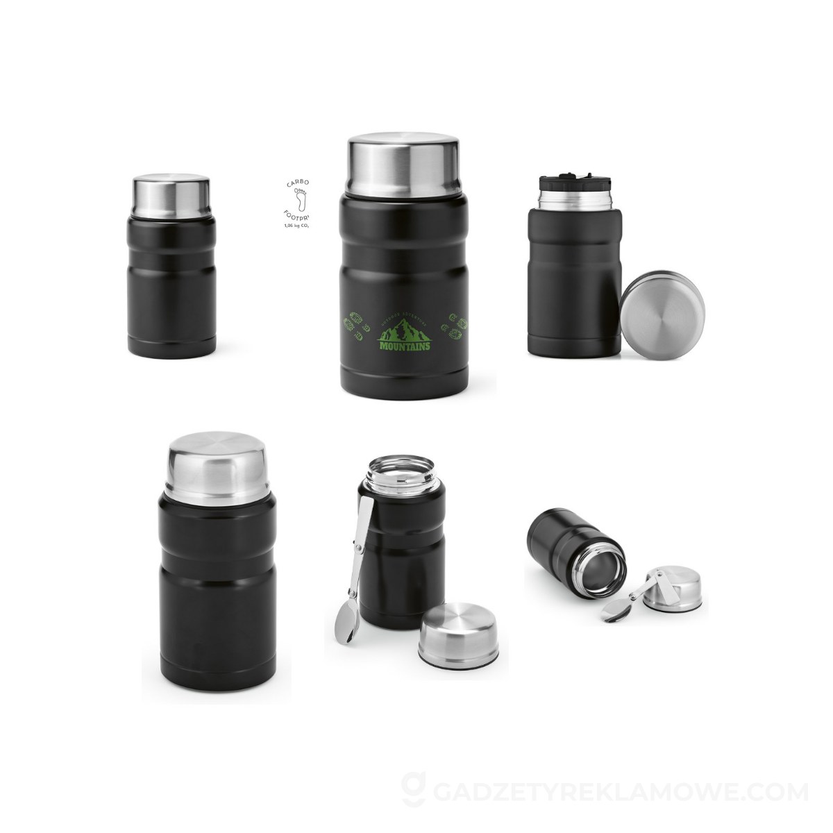 AOD-AFF001-103-wariantu-watermark Flakon na żywność Dali 800 ze stali nierdzewnej z recyklingu 810 ml - Czarny