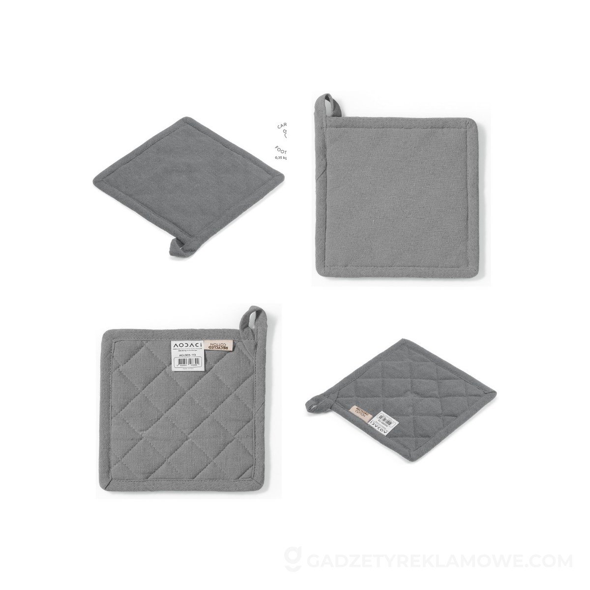 AOD-AGL003-113-wariantu-watermark Uchwyt na garnek Klimt Bawełna z recyklingu 180 gsm - Szary