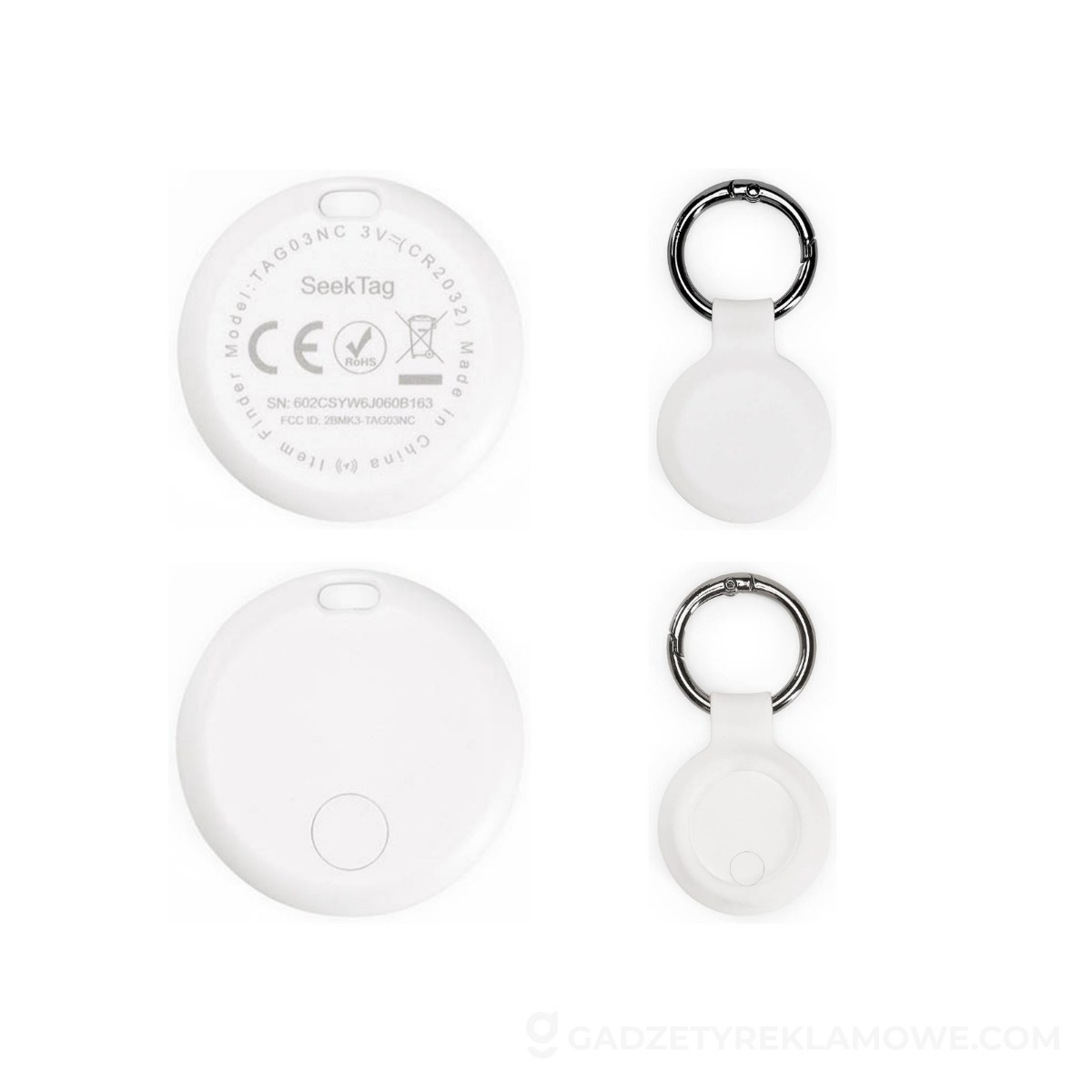 SeekTag tracker. rABS. Apple and Android compatible - White