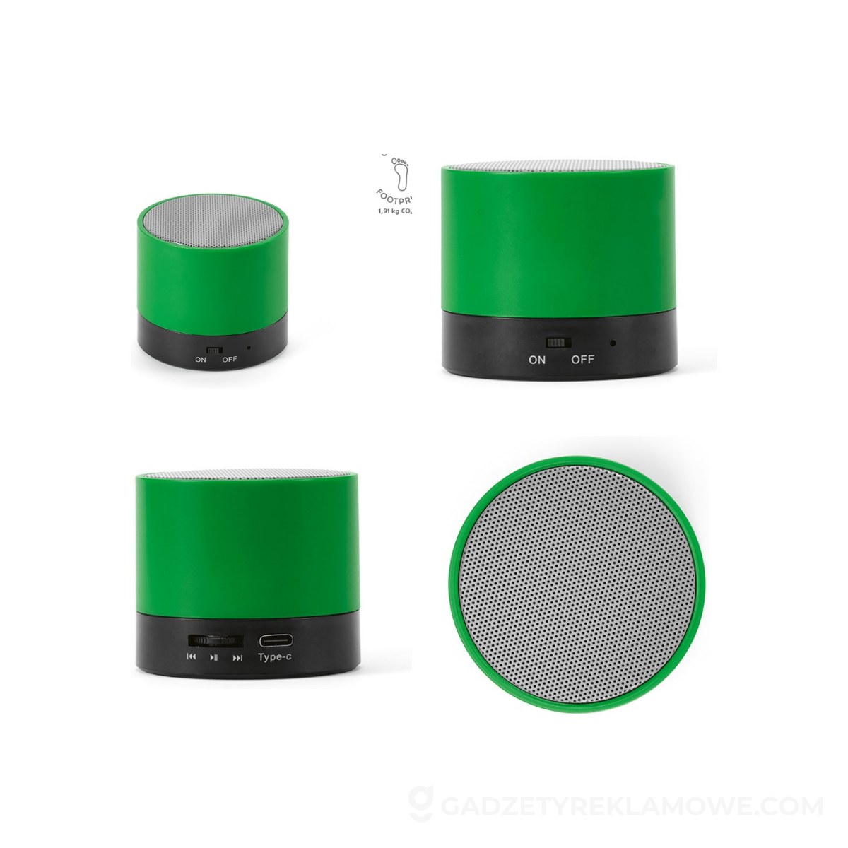AOD-ASP013-109-wariantu-watermark Głośnik Gauss z recyklingu ABS 300 mAh - Zielony