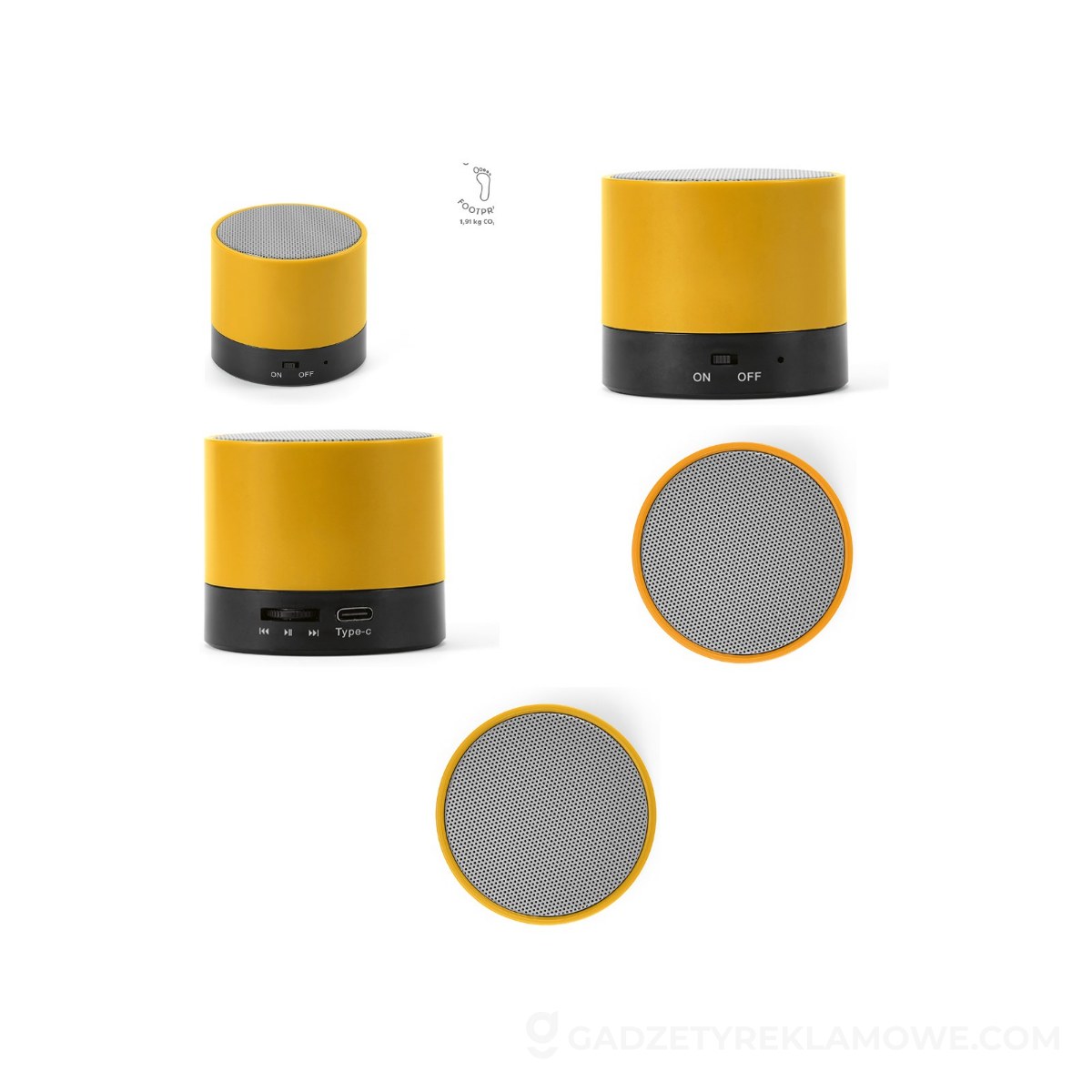 AOD-ASP013-128-wariantu-watermark Glosnik Gauss z recyklingu ABS 300 mAh - Pomarańczowy