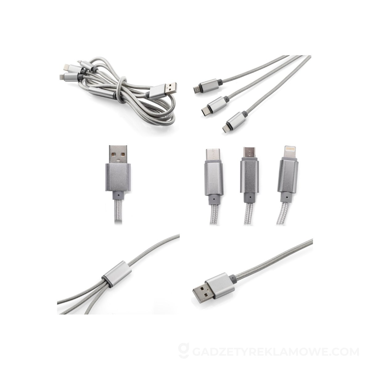 Klasyczne czy nowoczesne gadżety reklamowe – które gadżety reklamowe wygrywają w firmach? 7 Kabel USB 3 w 1 TALA - srebrny