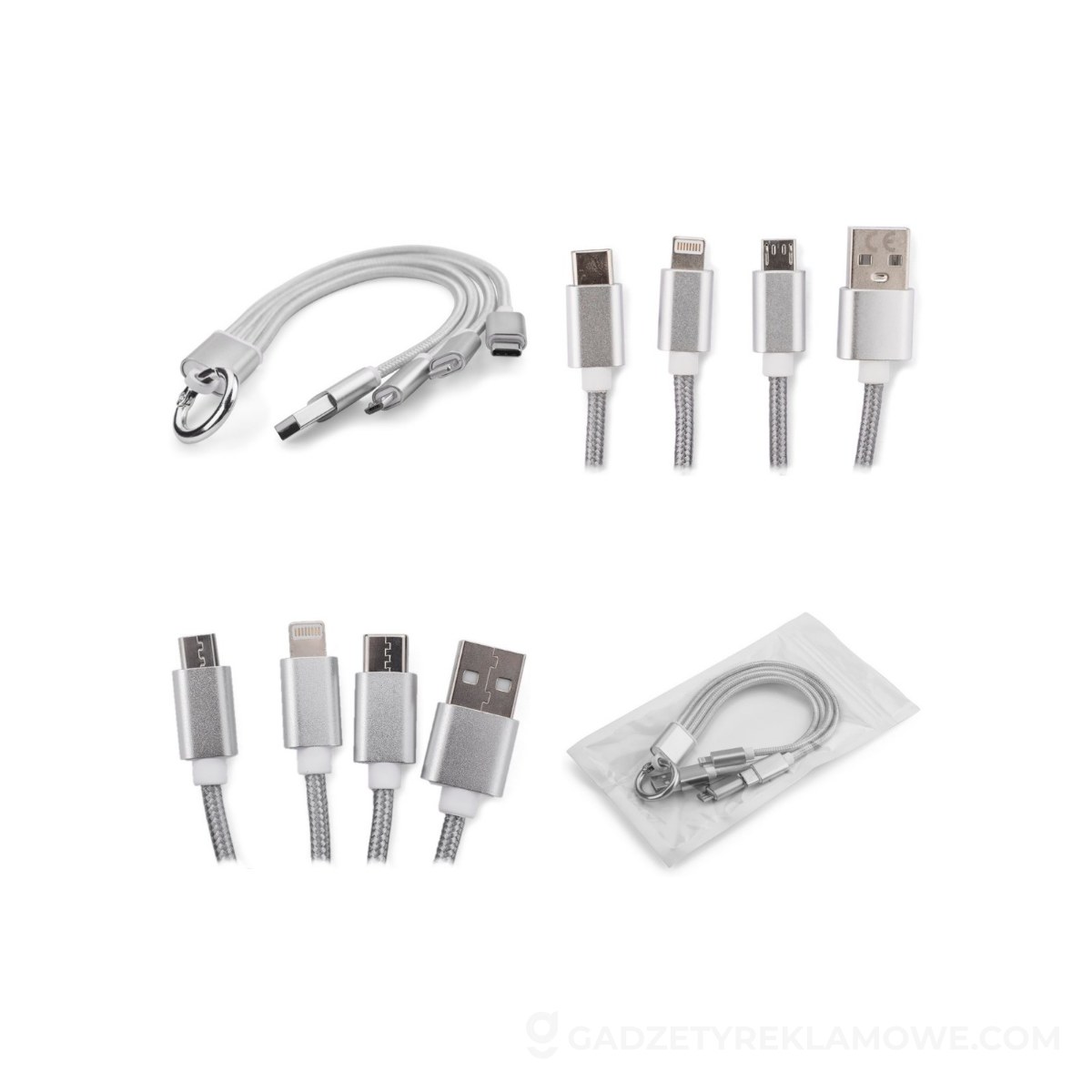 Kabel USB 3 w 1 TAUS - srebrny