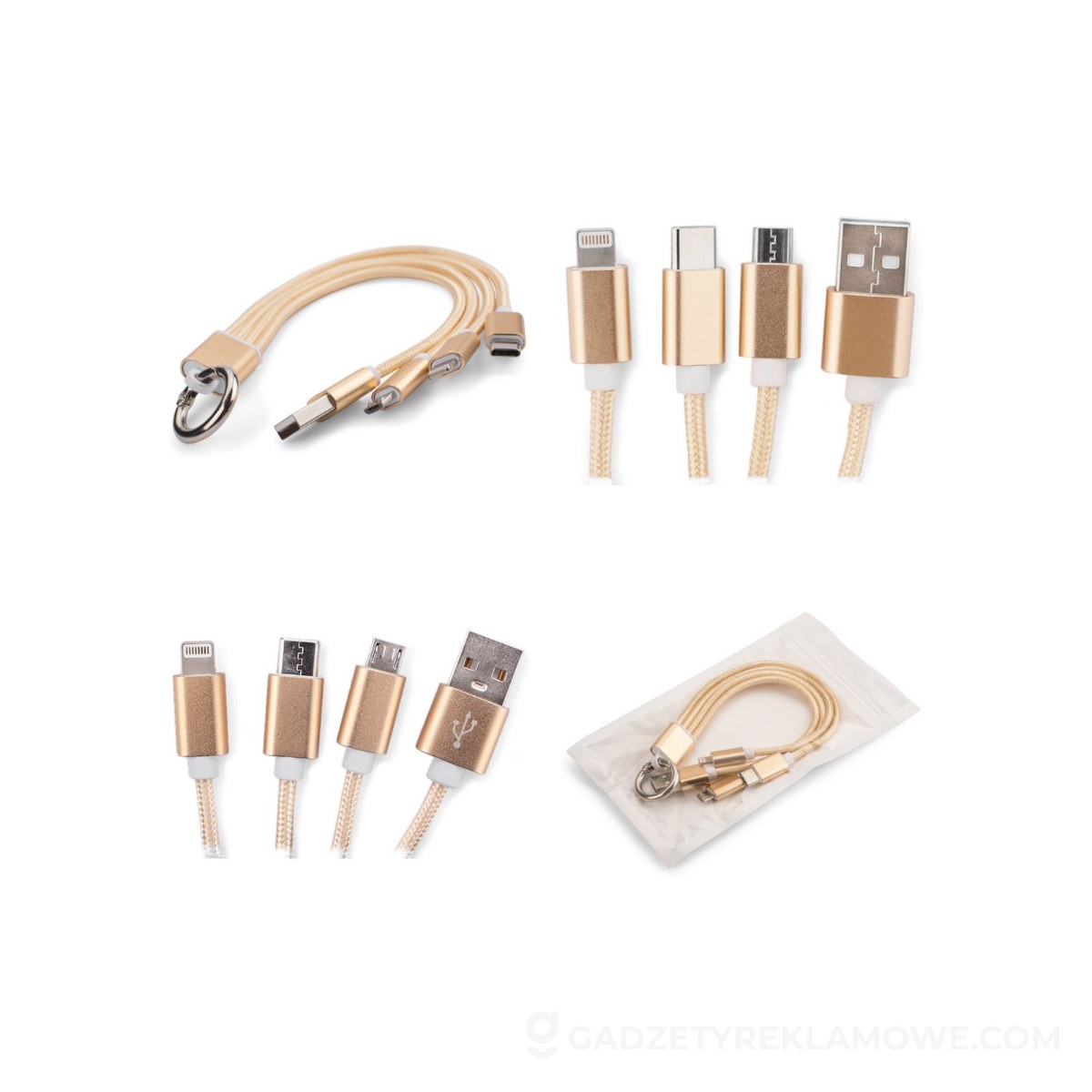 Kabel USB 3 w 1 TAUS - złoty