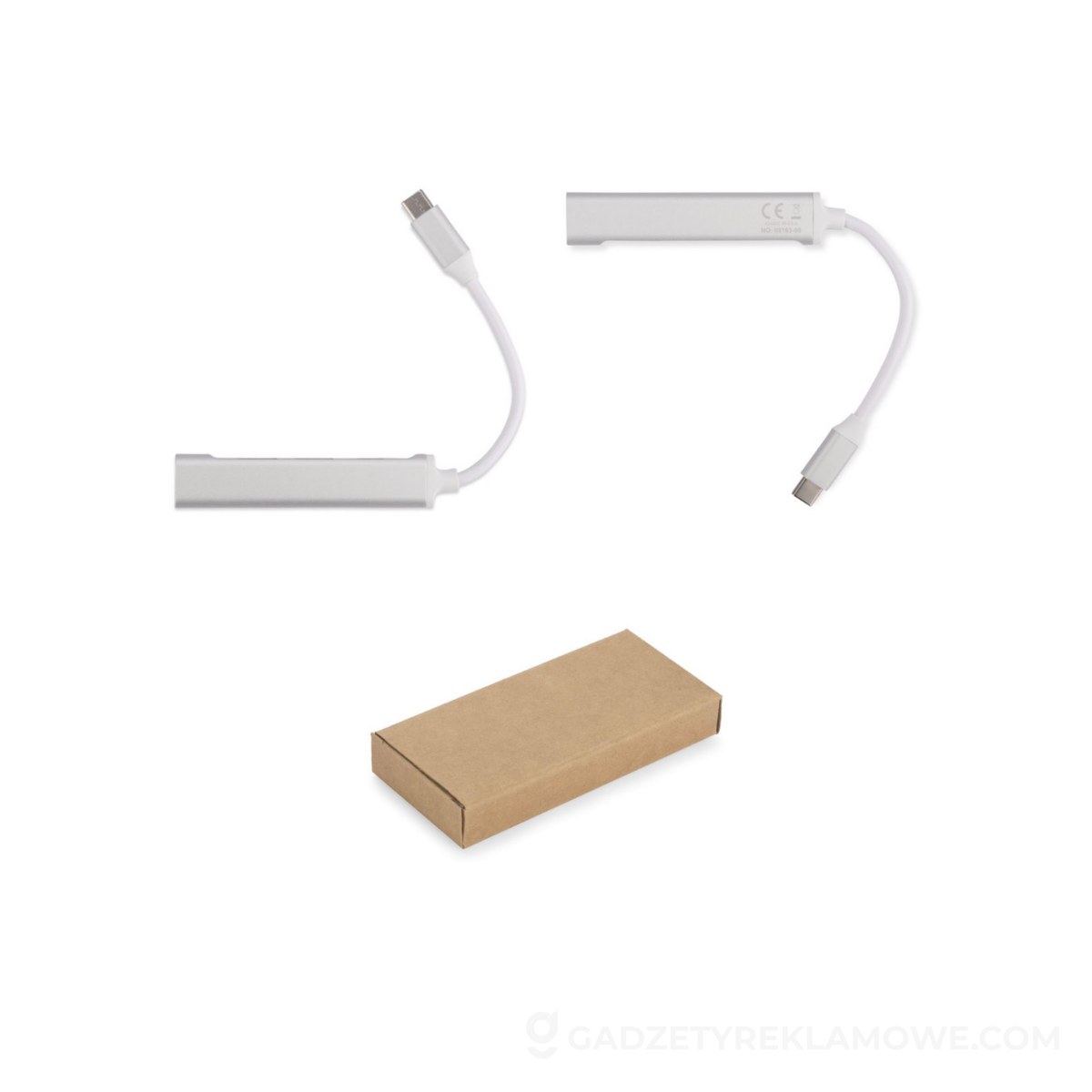 ASG-09163-00-wariantu-watermark Rozdzielacz Hub USB z kablem typ C - Rosko - srebrny