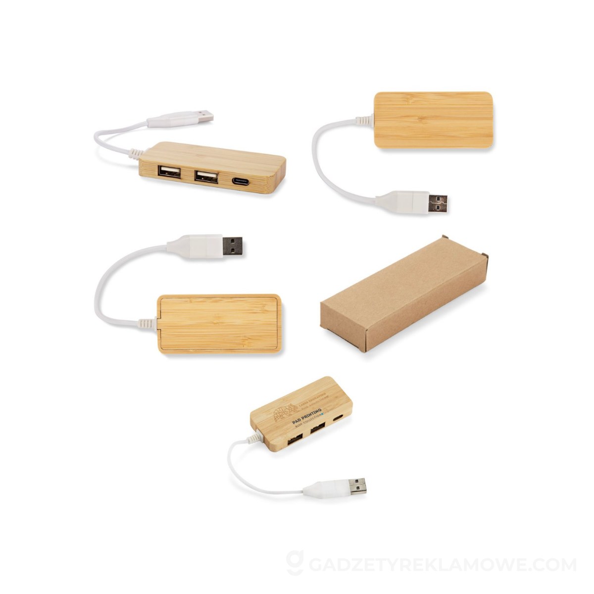 ASG-09170-17-wariantu-watermark Rozdzielacz bambusowy Hub USB z wymienną wtyczką - Rivo - naturalny