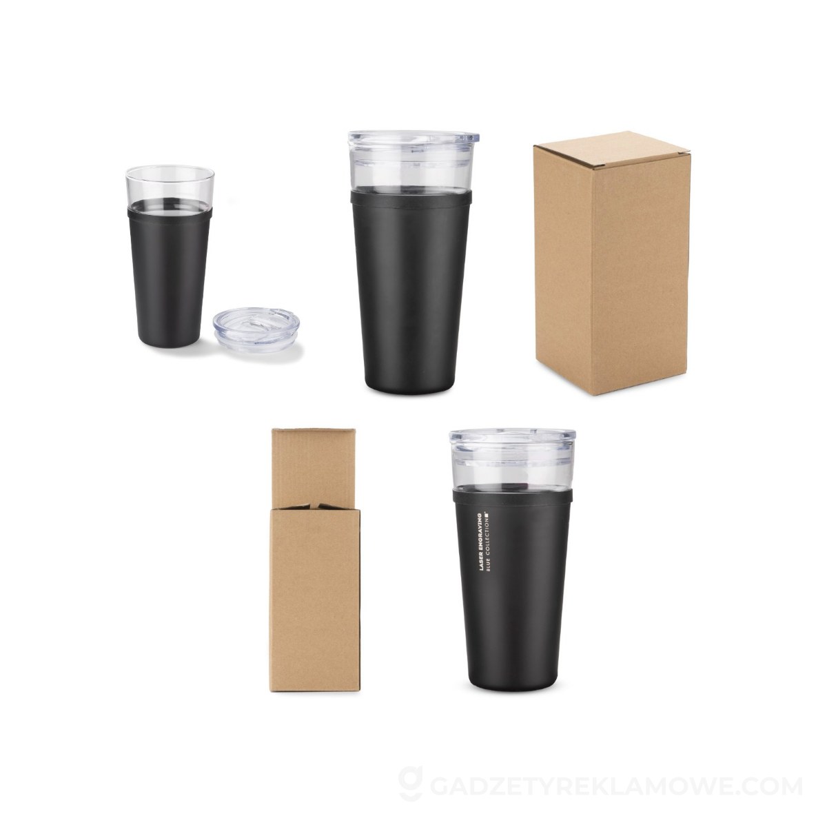 Kubek szklany GLATT 428 ml - czarny