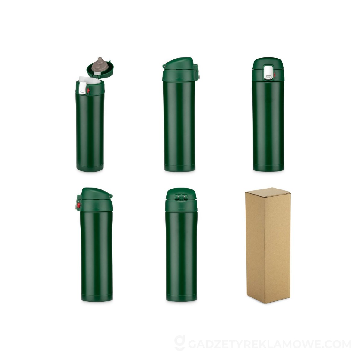Kubek termiczny LOCK MAT 440 ml - zielony butelkowy