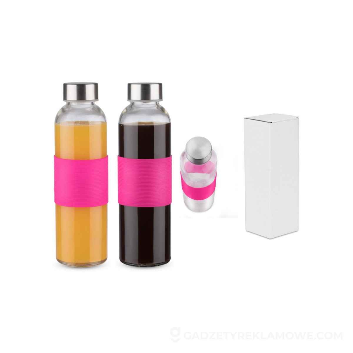 Butelka szklana GLASSI 510 ml - różowa