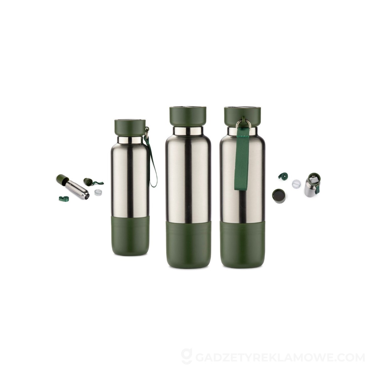 Butelka termiczna ze smyczką RON 500 ml - oliwkowa
