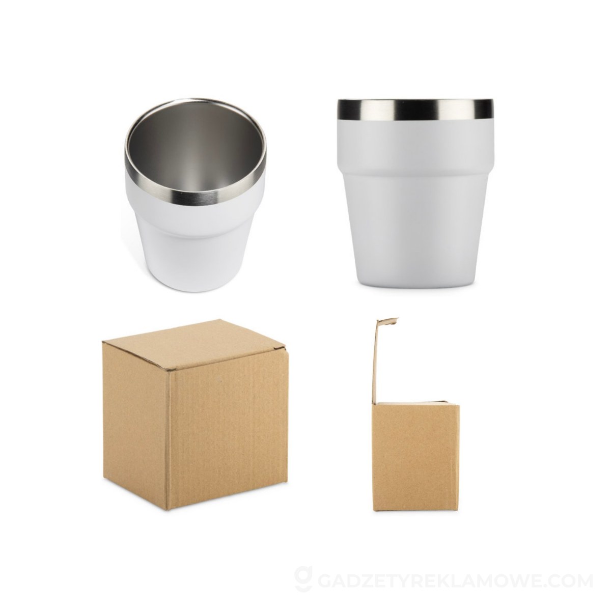 ASG-16404-01-wariantu-watermark Kubek z recyklingowanej stali nierdzewnej MAKEL 300 ml - biały