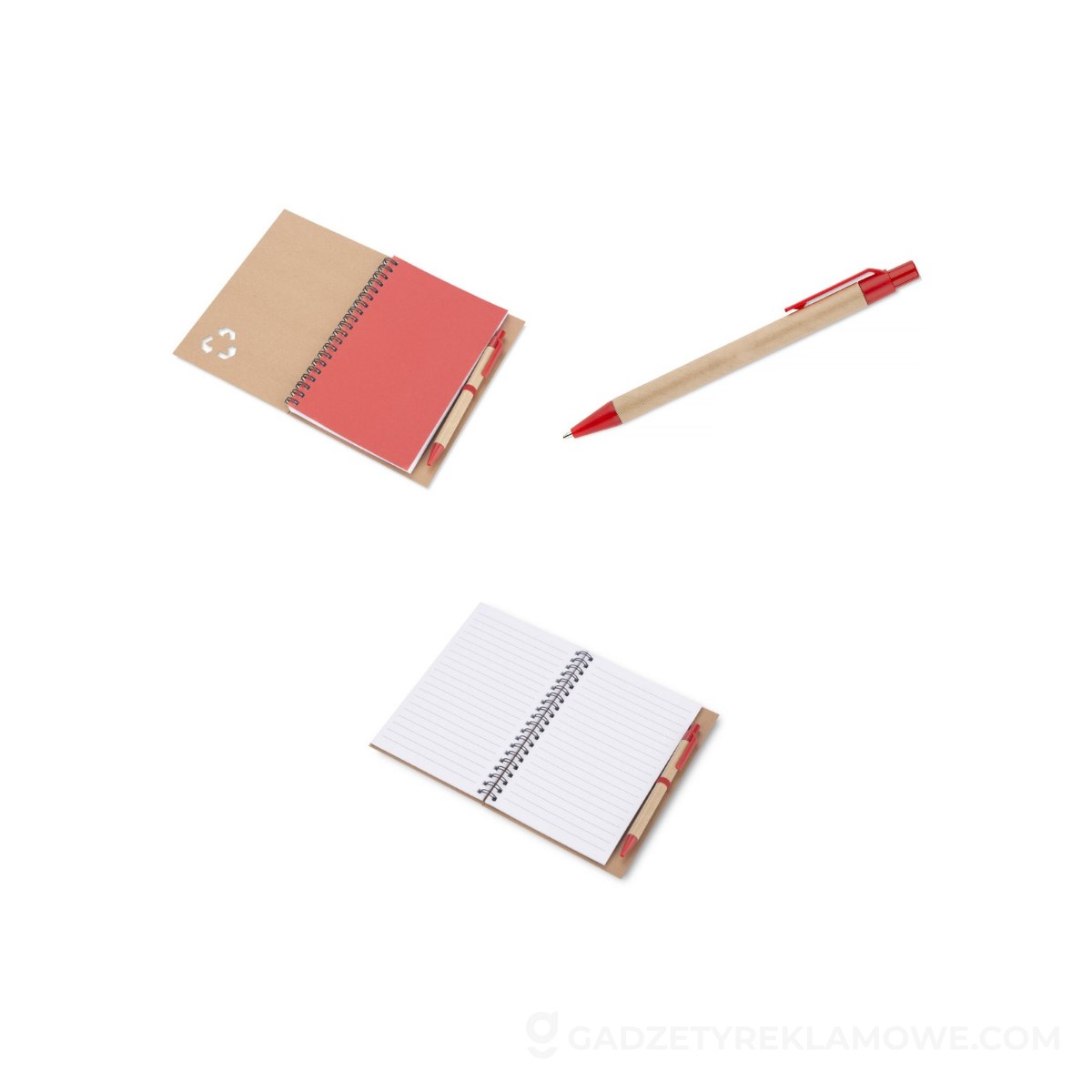 Notes z długopisem SERENO - czerwony