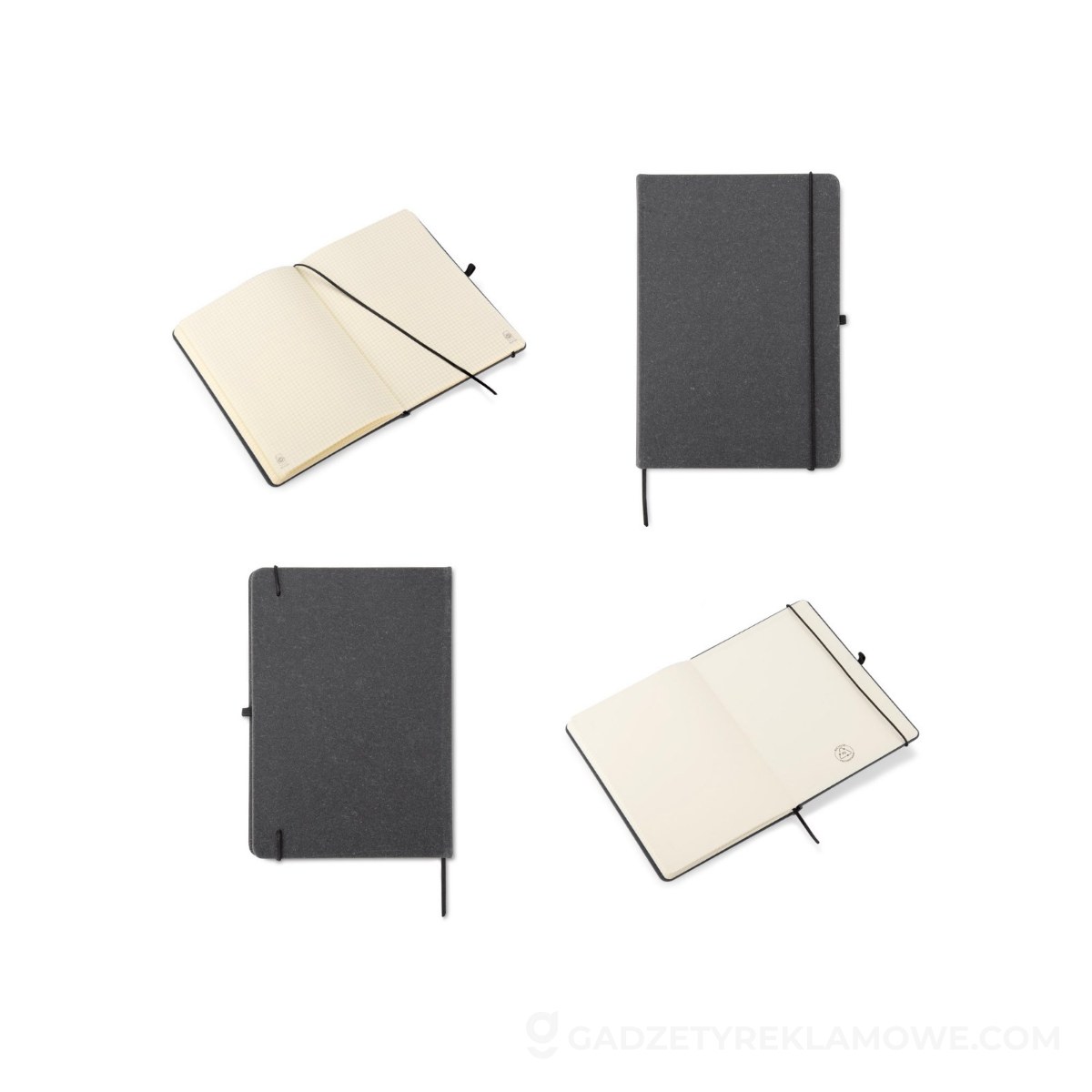 Notes Glitzo A5 z recyklingowanego PU - czarny