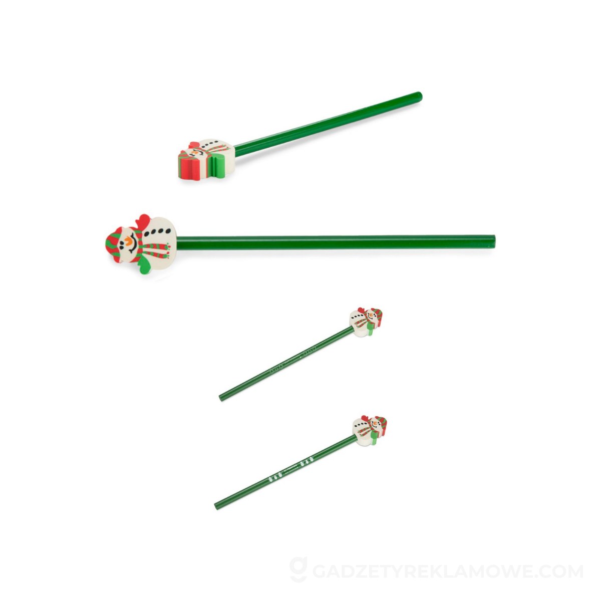OŁÓWEK z gumką CHRISTMAS - Bałwan - zielony