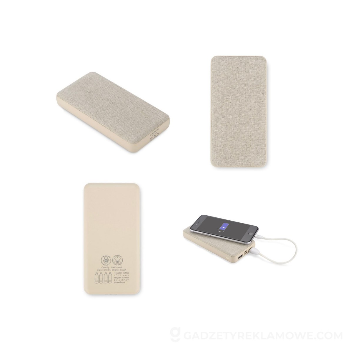 Power bank rPET REPPO 10000 mAh - naturalny